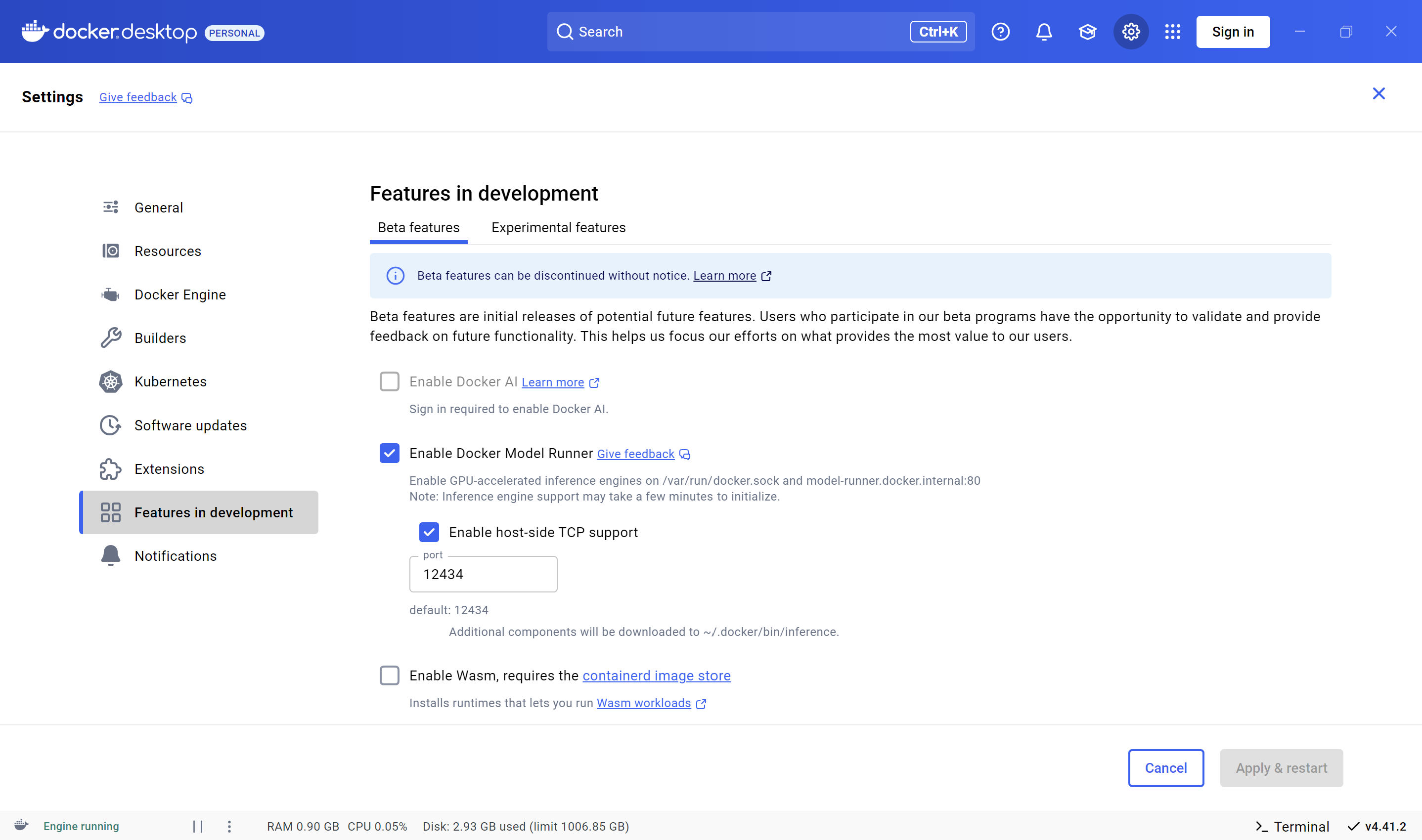 Enable Docker Model Runner