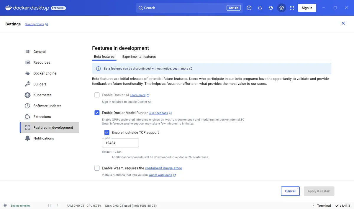 Enable Docker Model Runner