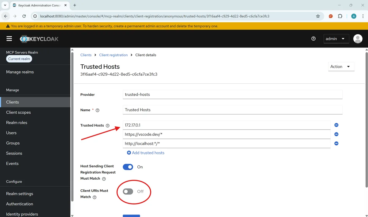 DCR Trusted Hosts Configuration